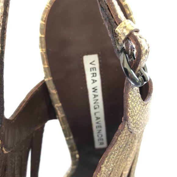 ALLIGATOR PRINT EMBOSSED VERA WANG BURNISHED GOLD SZ 7.5 GOLD - Picture 9 of 11